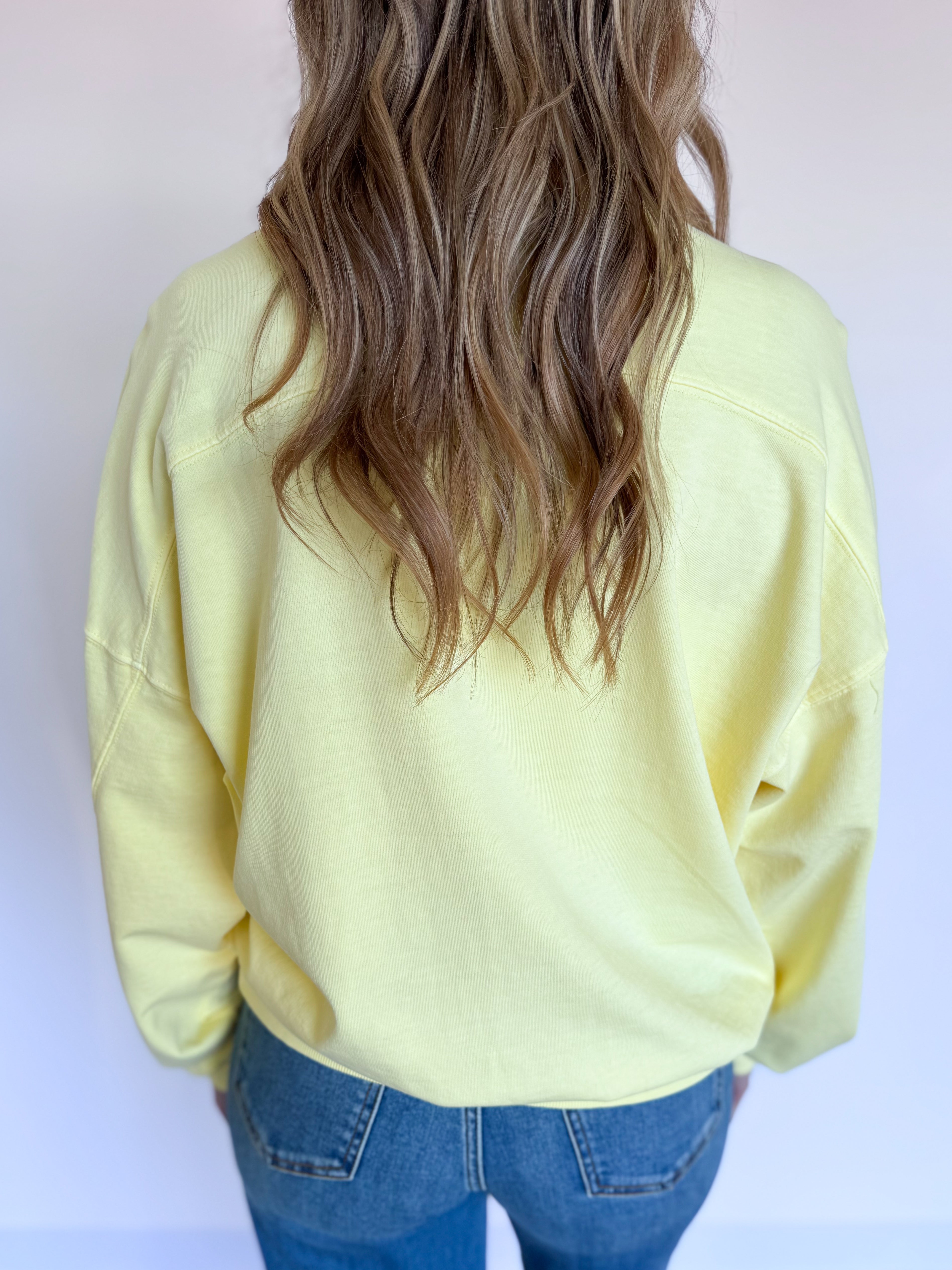 Cambria Drop Shoulder Crew Neck in Pale Yellow