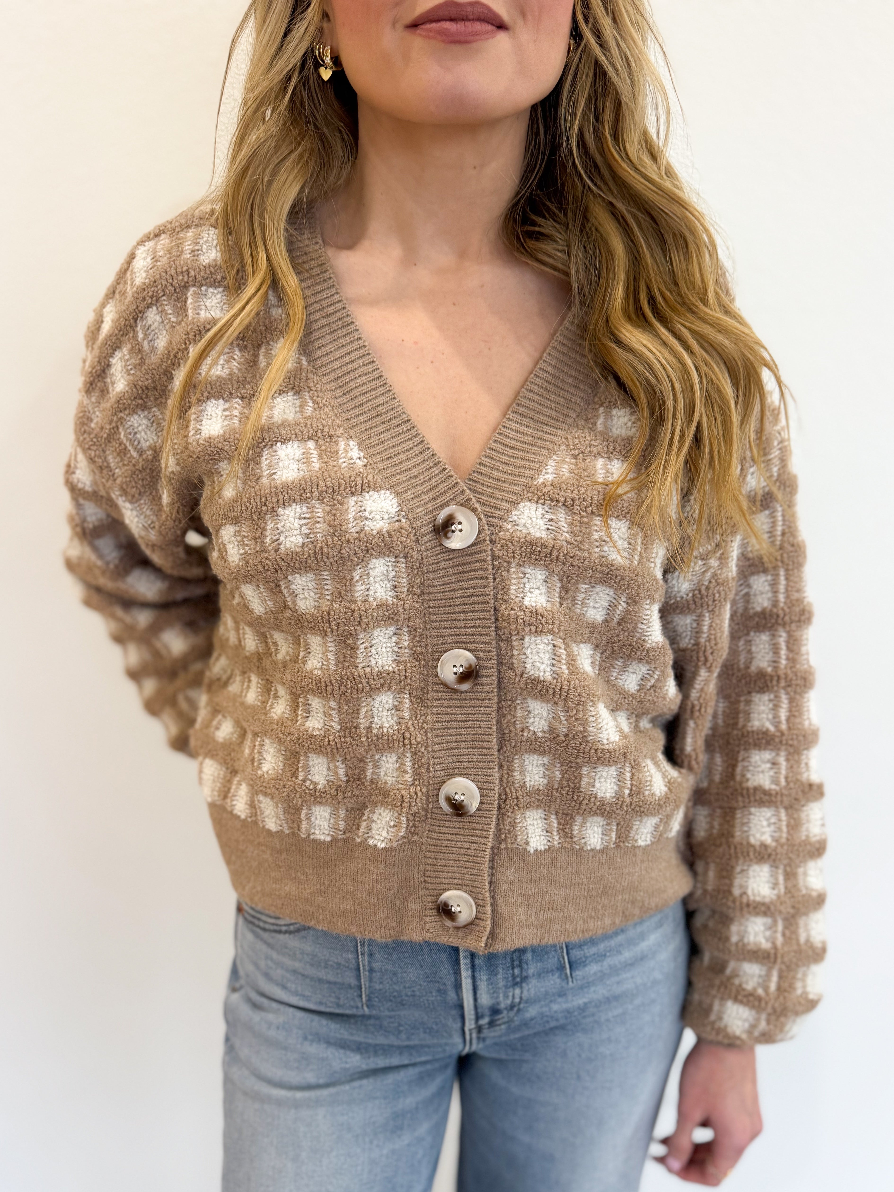 Dori Cropped Cardigan in Taupe