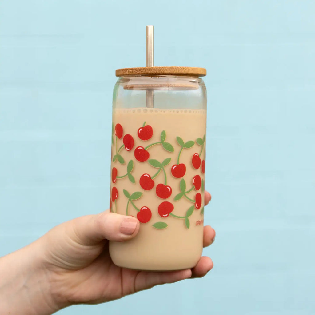 Cherries Glass Can Tumbler