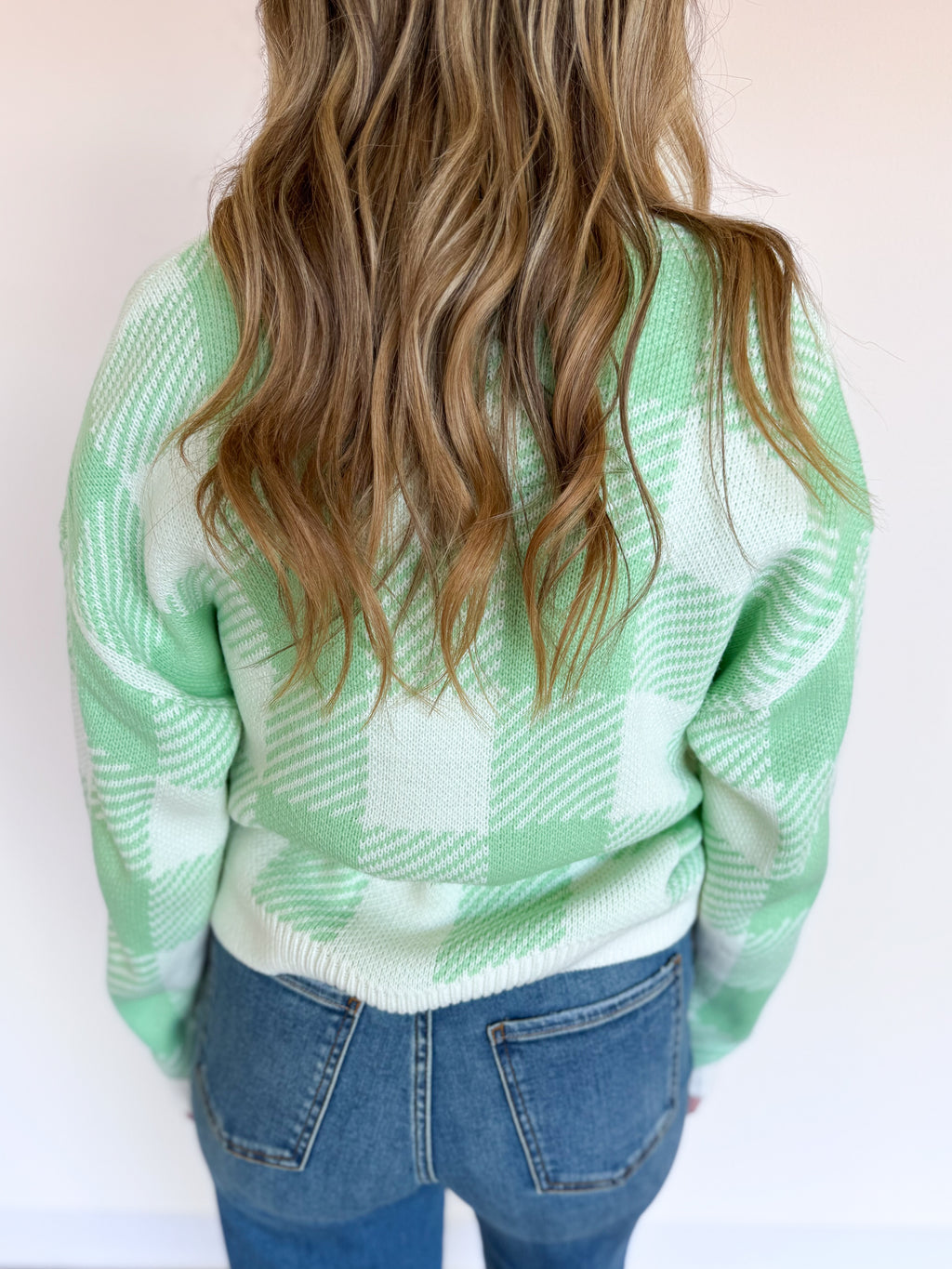 Maribel Plaid Checkered Cardigan in Pistachio