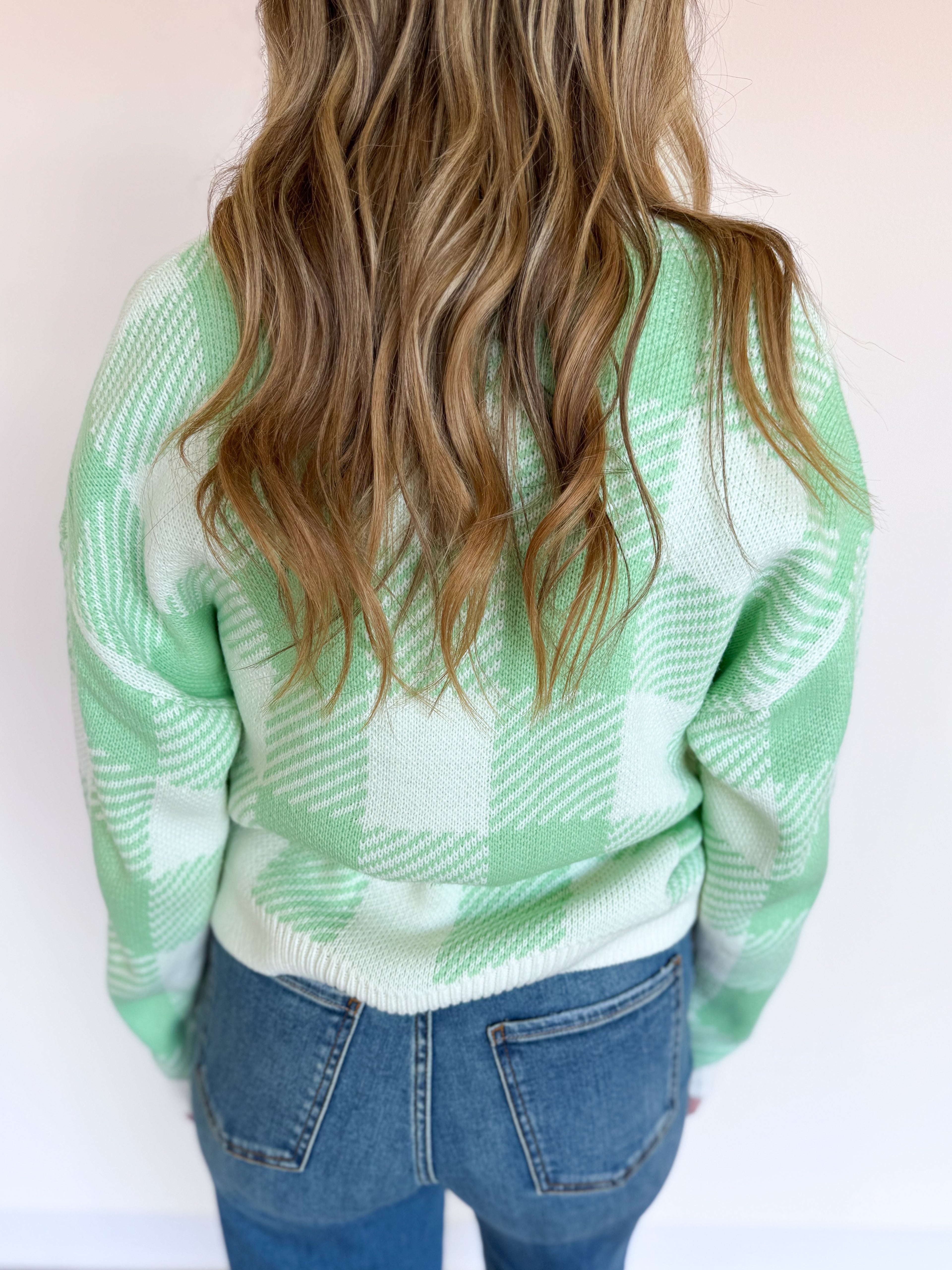 Maribel Plaid Checkered Cardigan in Pistachio