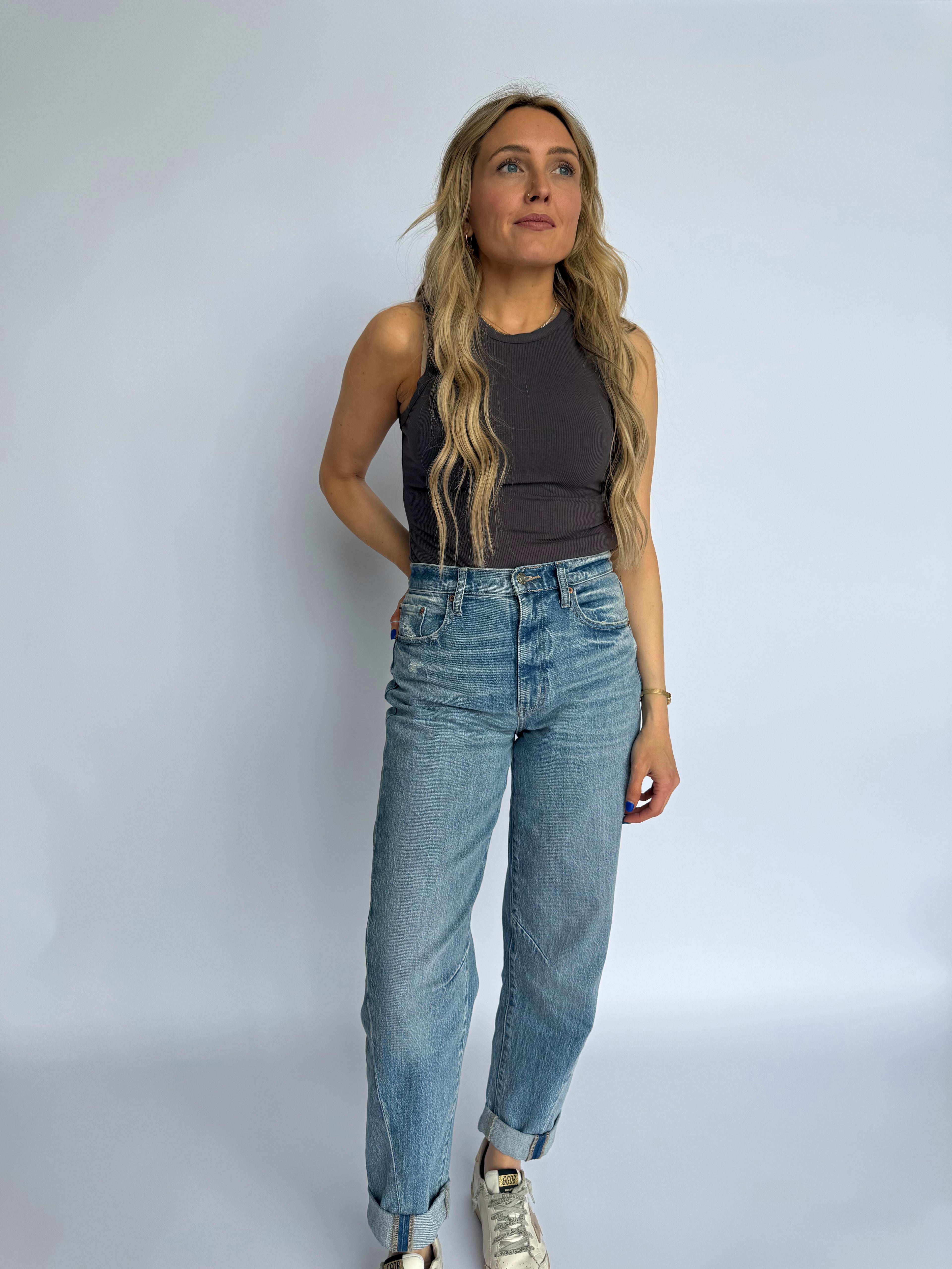Opal Ribbed Tank Bodysuit in Dark Grey