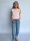 Iskra Button Up Sleeveless Cardigan in Soft Pink