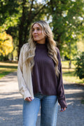Ailani Two Tone Knit Sweater in Brown