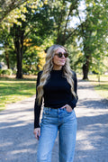Remi Ribbed Long Sleeve Top in Black