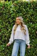 Skylar Ribbed Crewneck Sweatshirt in Grey