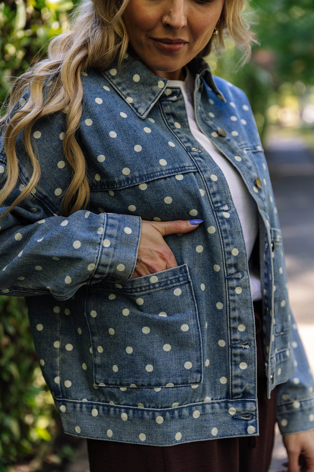 Rosalie Polka Dot Denim Jacket