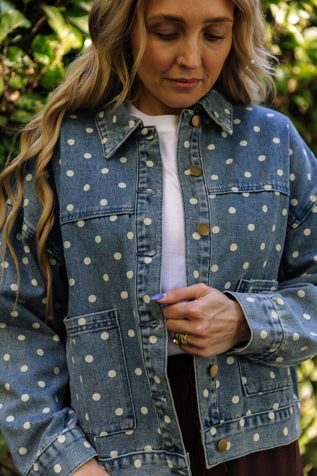Rosalie Polka Dot Denim Jacket