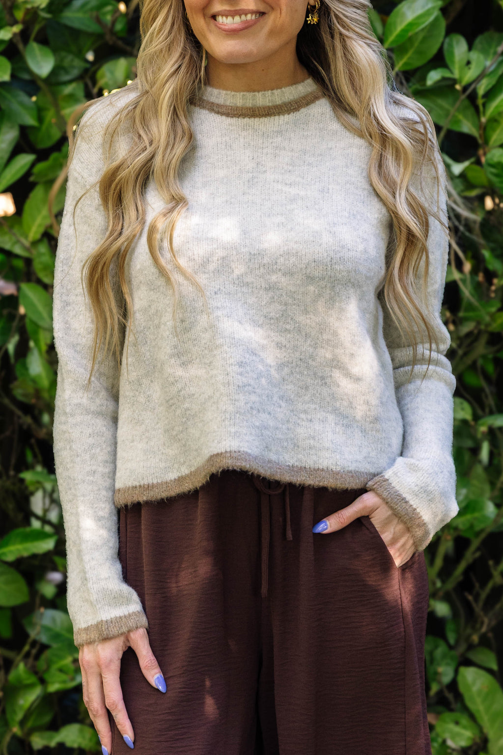 Ruth Open Back Sweater in Melange Grey