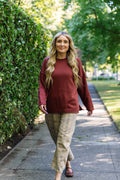 Isabelle Ribbed Crew Sweater-Copper