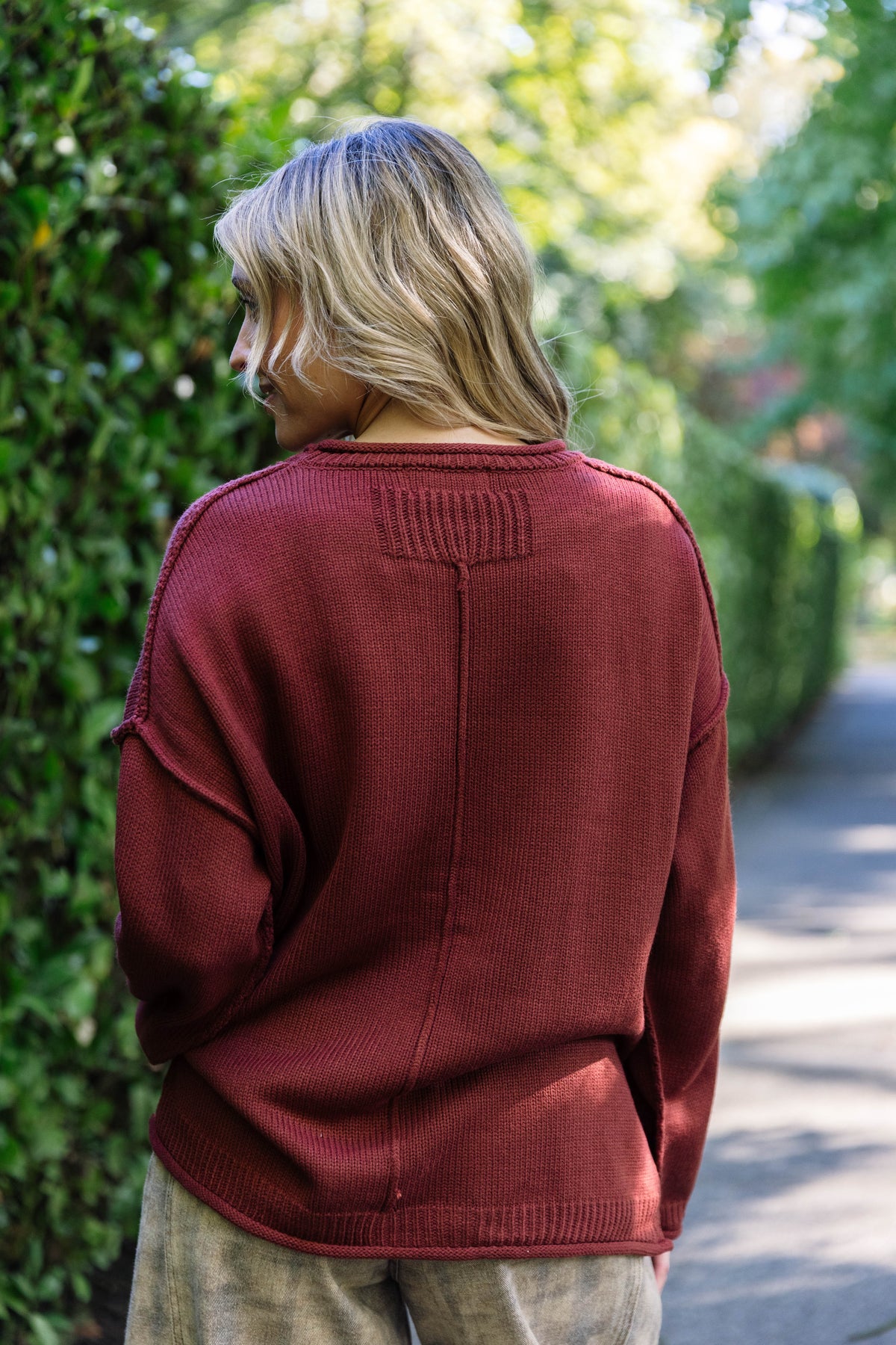 Isabelle Ribbed Crew Sweater-Copper