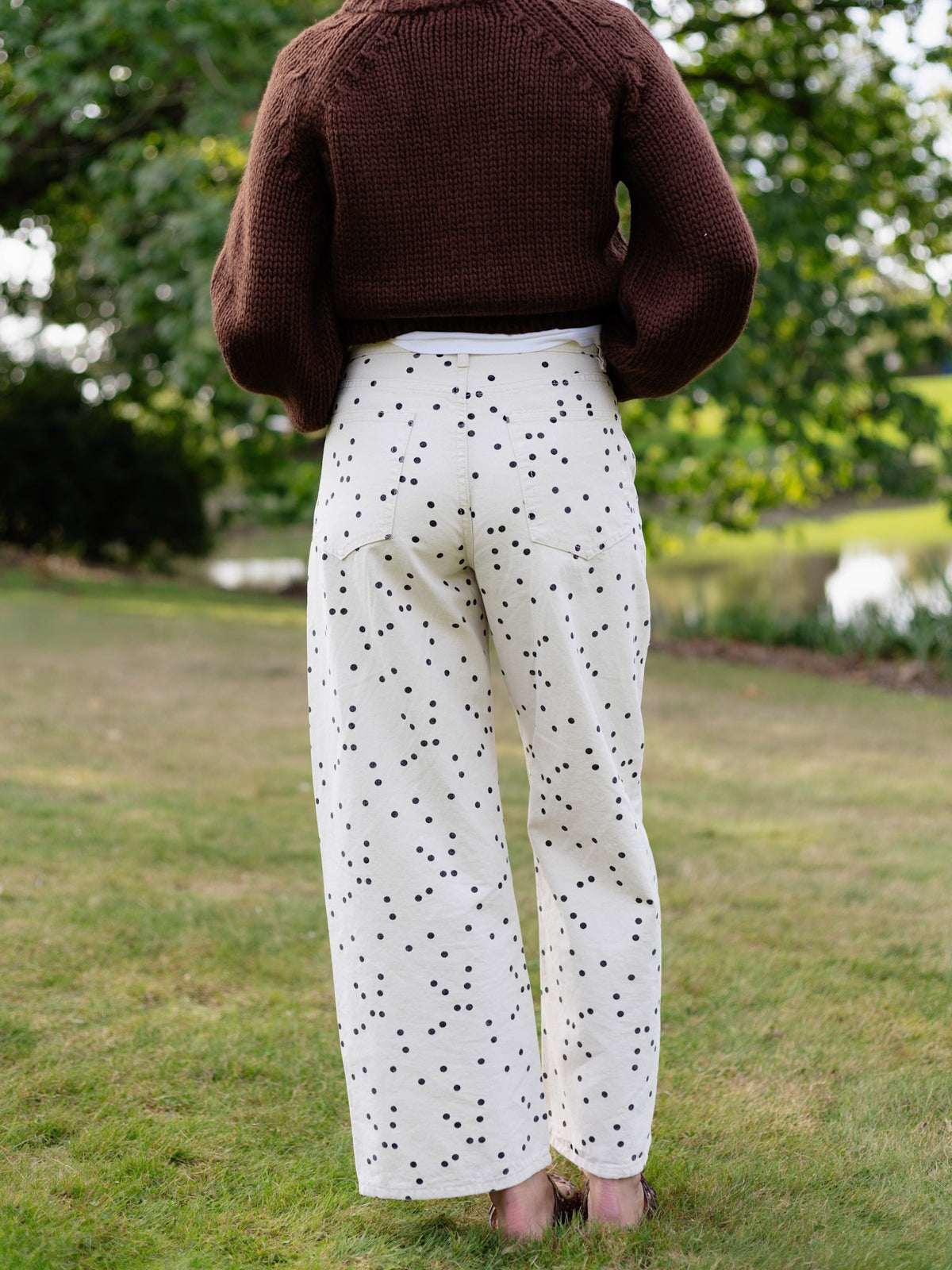 Esther Polka Dot Barrel Pants in Ivory