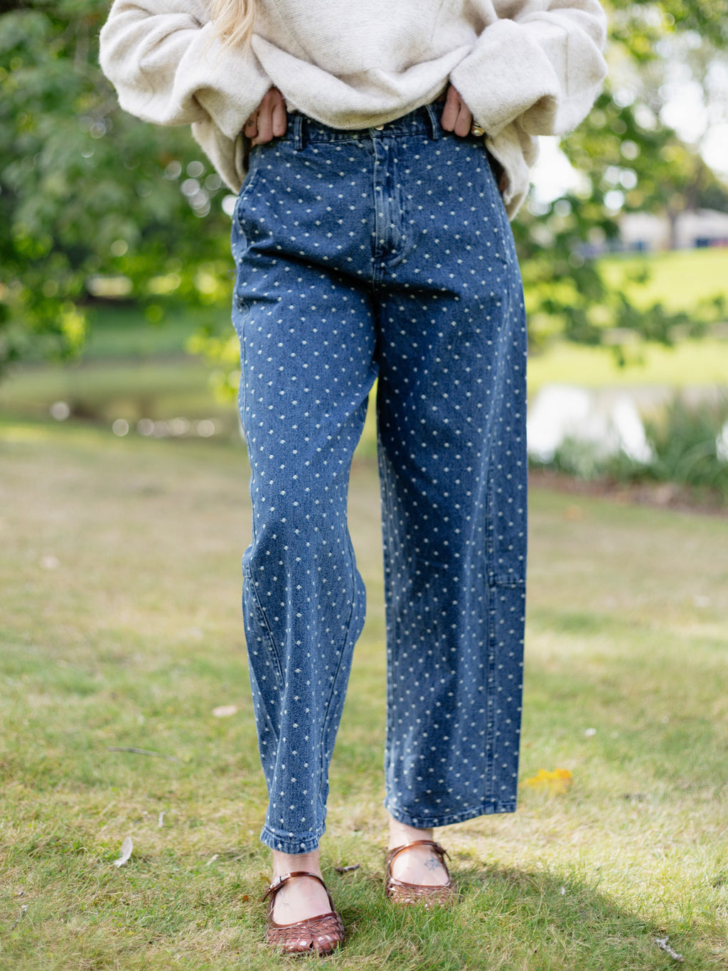 Scottie Polka Dot Barrel Jeans