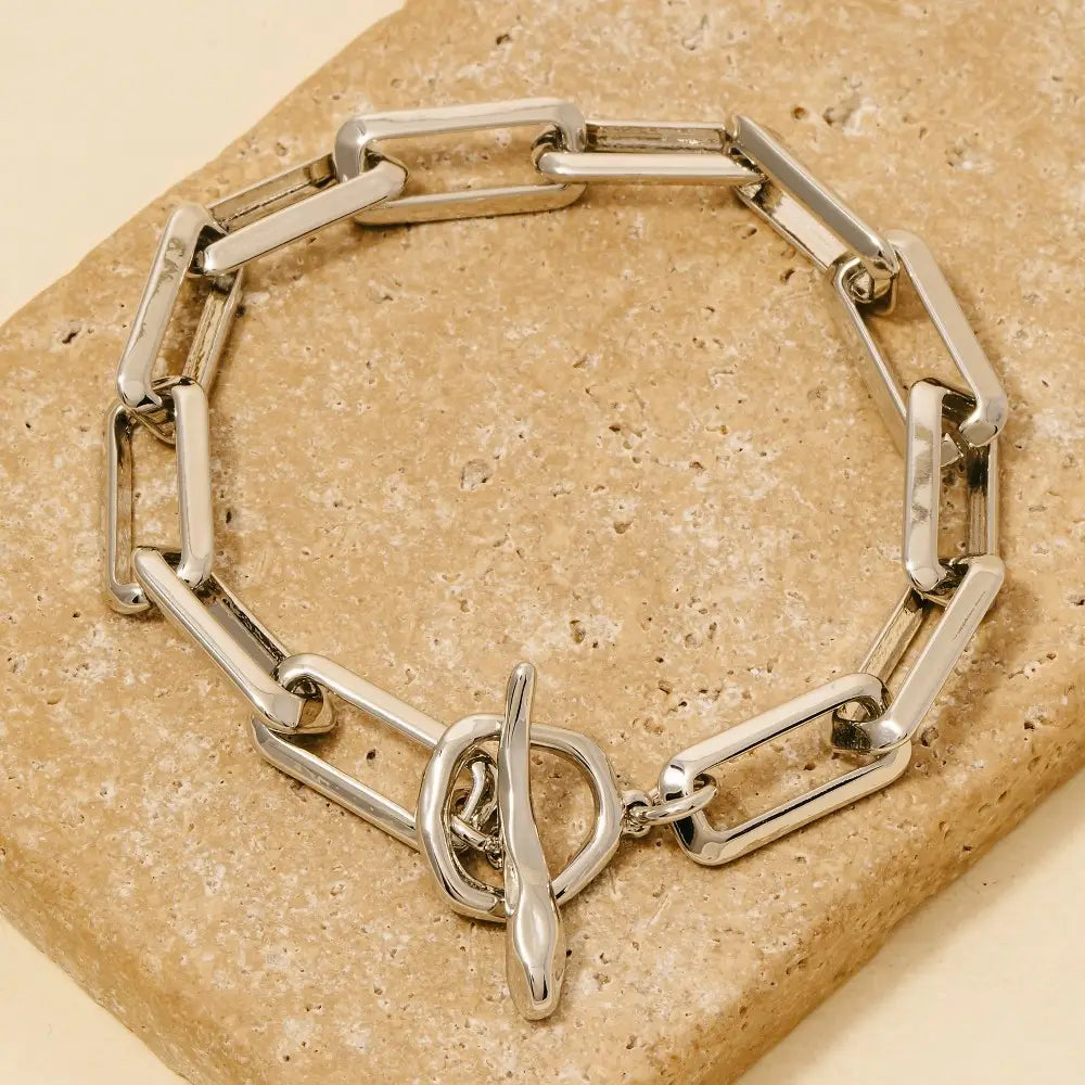 Ryser Toggle Chain Bracelet in Silver