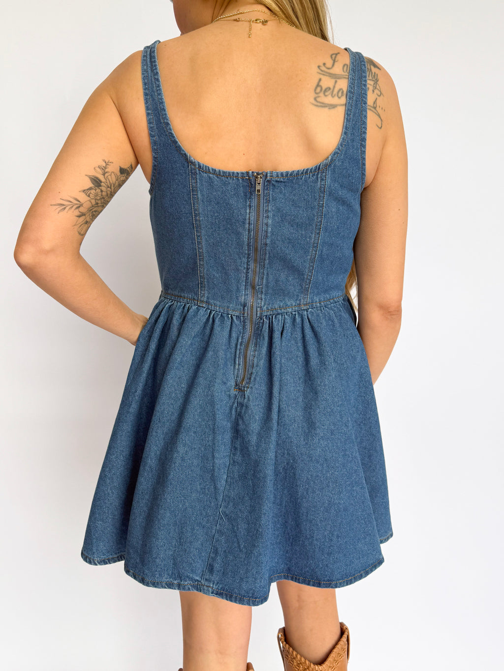 Jianna Scoop Neck Denim Mini Dress