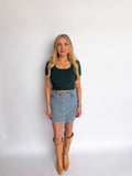 Adara Scoop Neck Knit Top in Pine Green