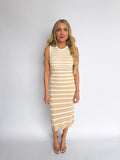 Elsinore Striped Ribbed Tank Dress in Taupe