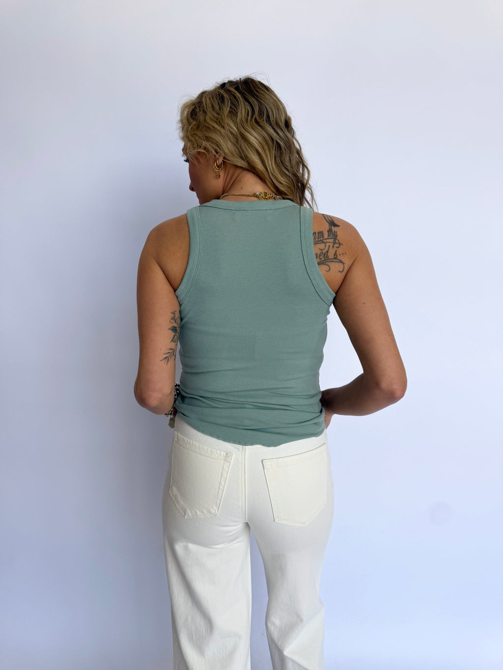 Merrin Ribbed Tank in Sage