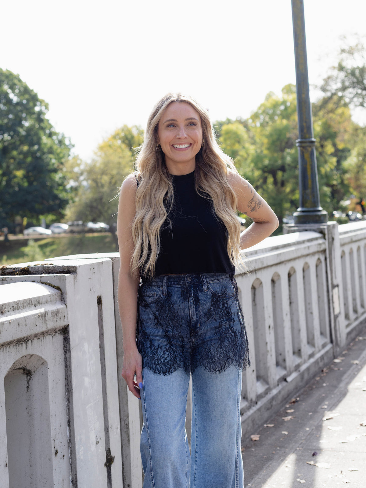 Oaklynn Sleeveless Lace Top in Black