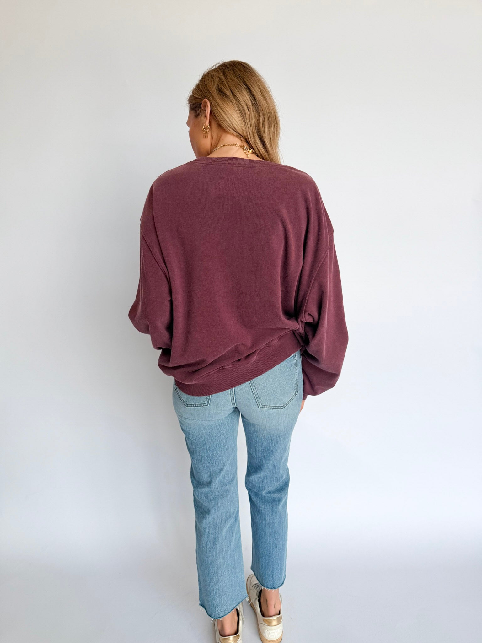 Nora Mineral Washed Sweatshirt in Dark Cherry