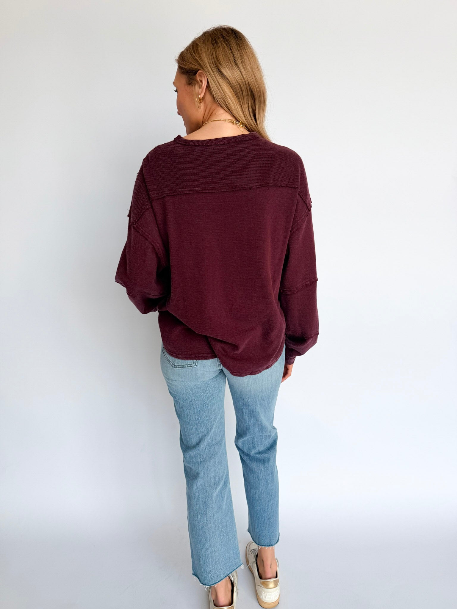 Leah Mineral Wash Raw Edge Crewneck