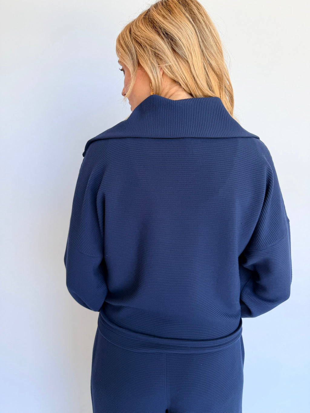 Spanx AirEssentials French Rib Half Zip in Navy