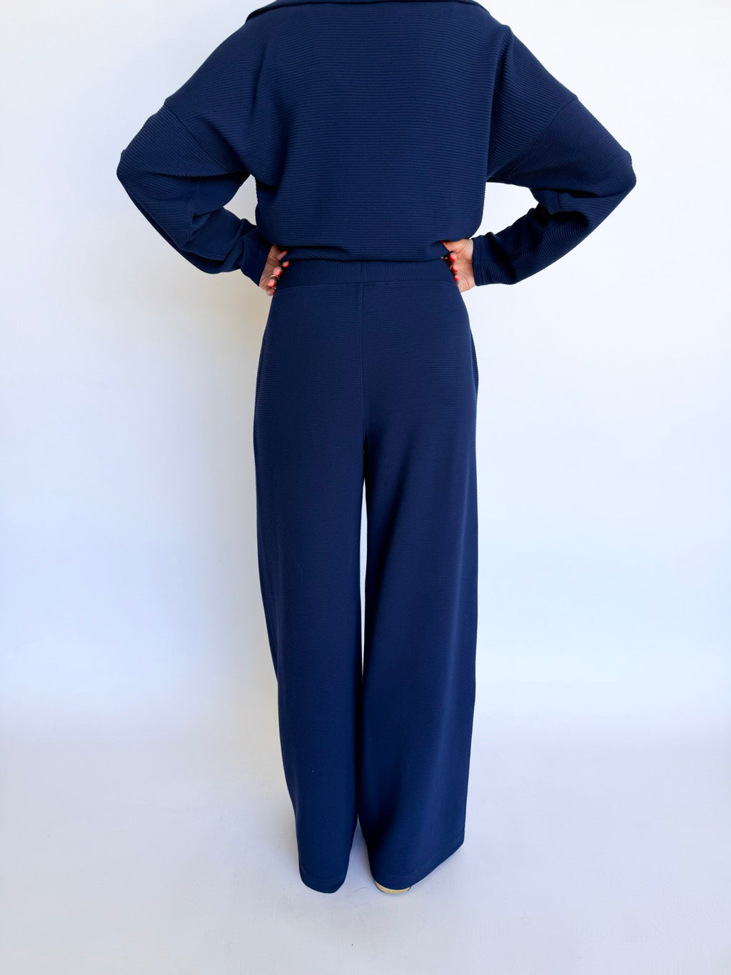 Spanx AirEssentials French Rib Wide Leg Pants in Navy