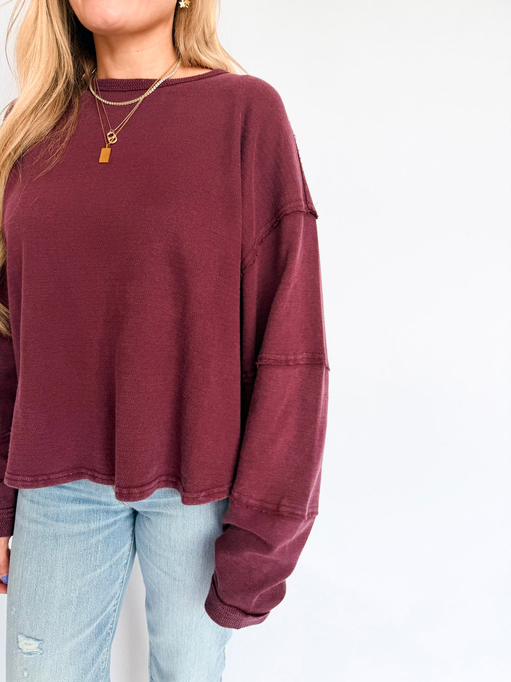 Leah Mineral Wash Raw Edge Crewneck