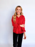 Isabel Sweet Dot Knit Cardigan in Red