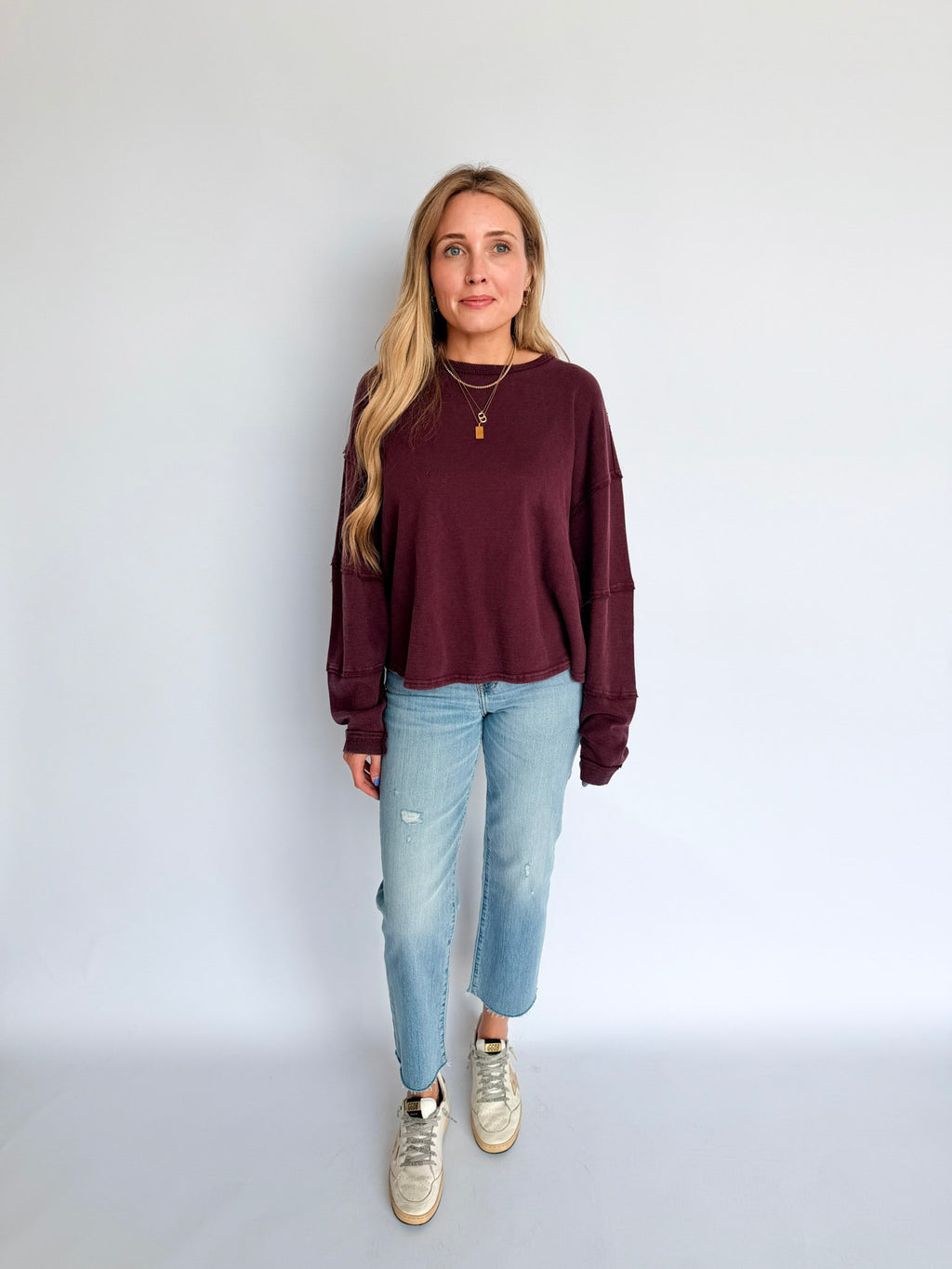 Leah Mineral Wash Raw Edge Crewneck