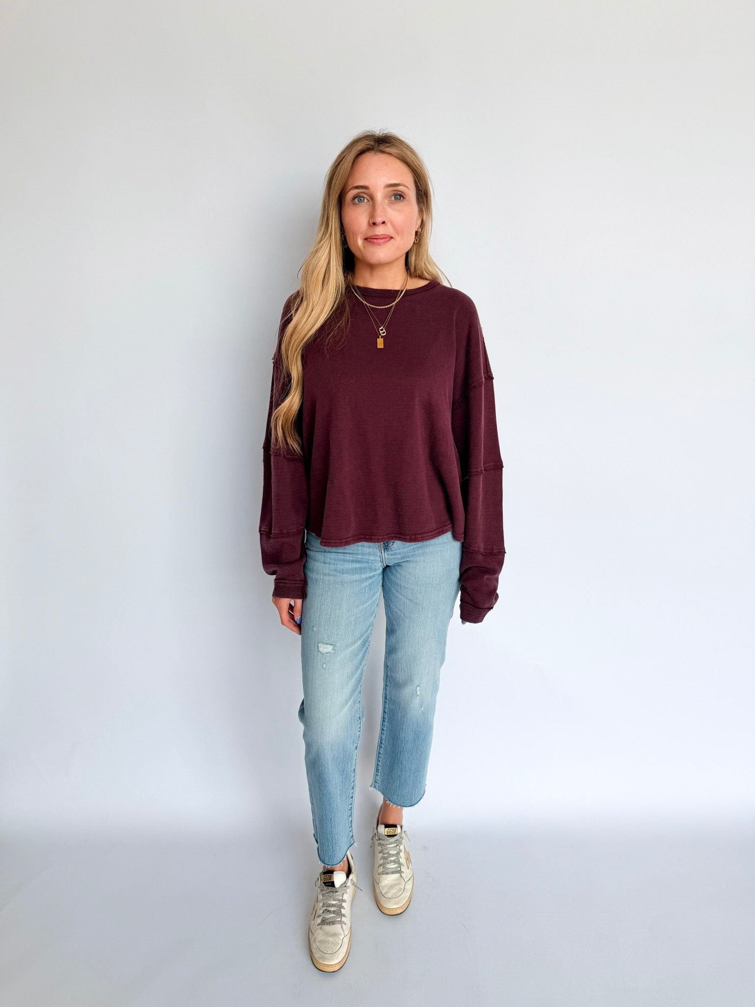 Leah Mineral Wash Raw Edge Crewneck