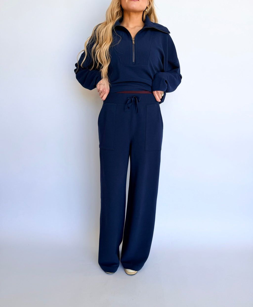 Spanx AirEssentials French Rib Wide Leg Pants in Navy