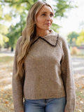 Hadley Contrast Trim Sweater in Mocha