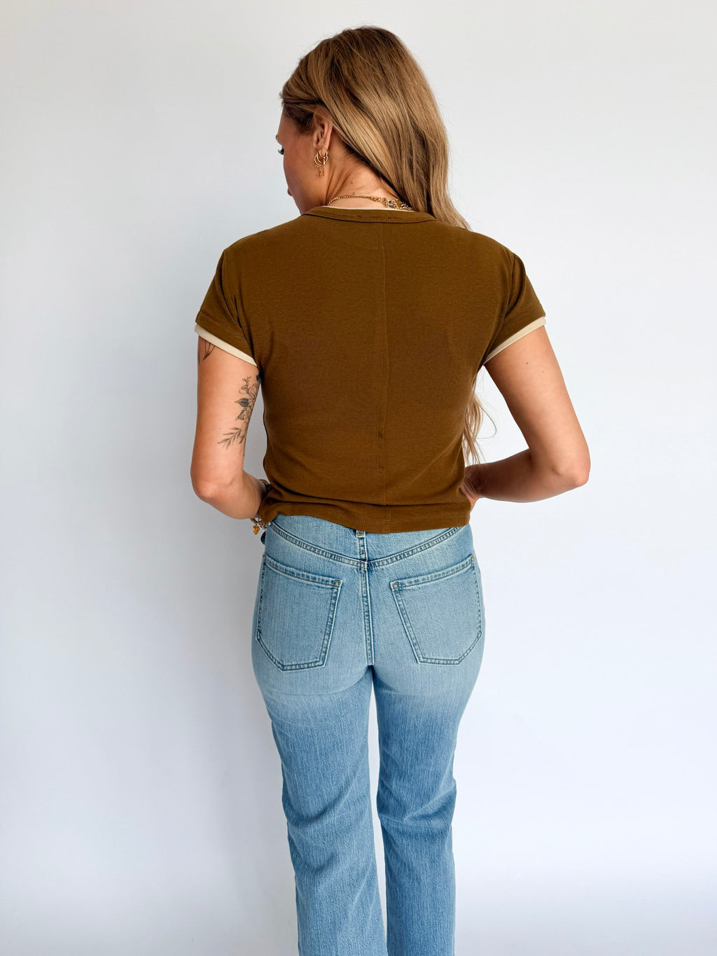 Madison Double Layered Top in Olive + Beige