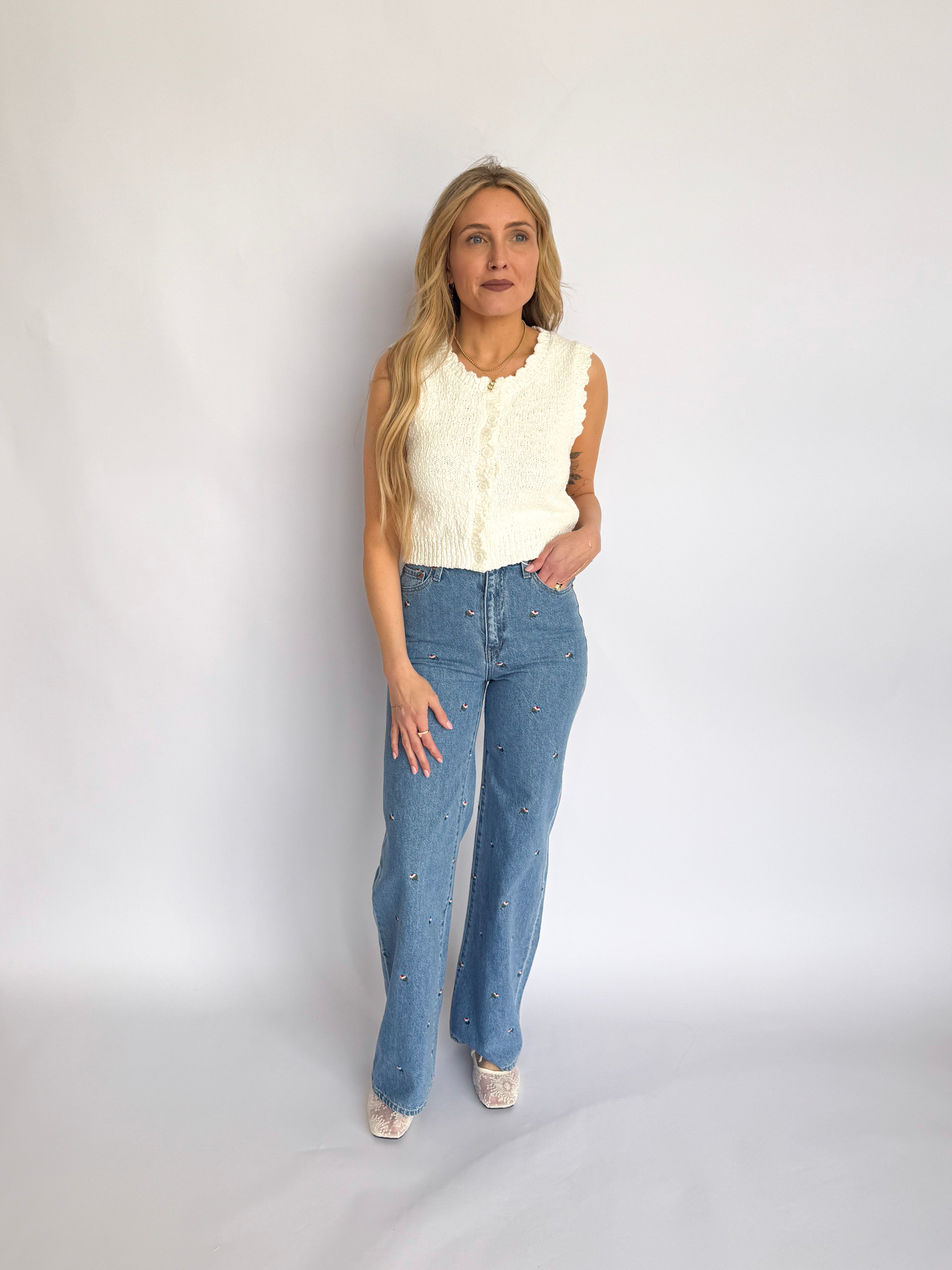 Alexandra High Wide Embroidered Jeans