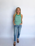 Jessika Striped Ribbed Tank in Green
