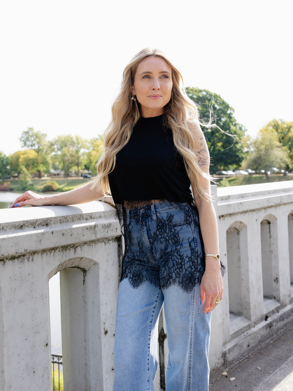 Oaklynn Sleeveless Lace Top in Black