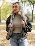 Hallie Corduroy Trim Jacket in Olive