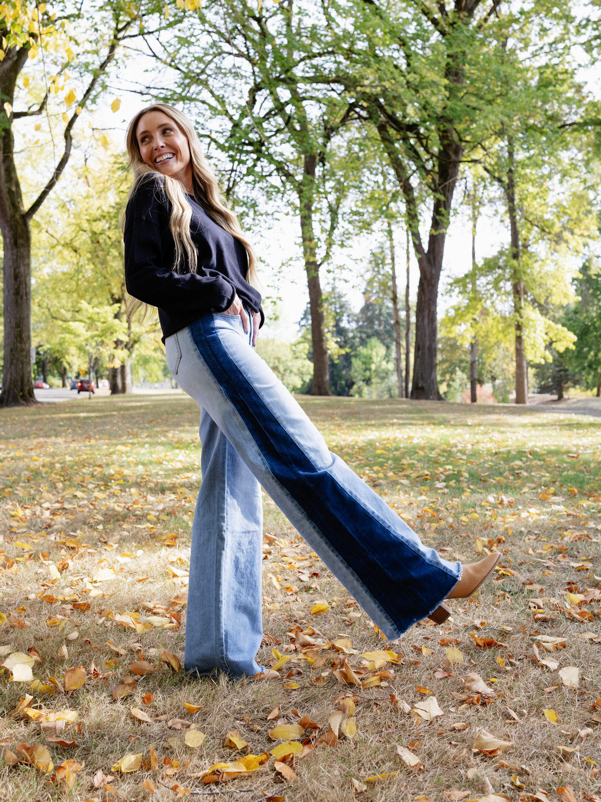 Emerson Mid Rise Wide Leg Jeans