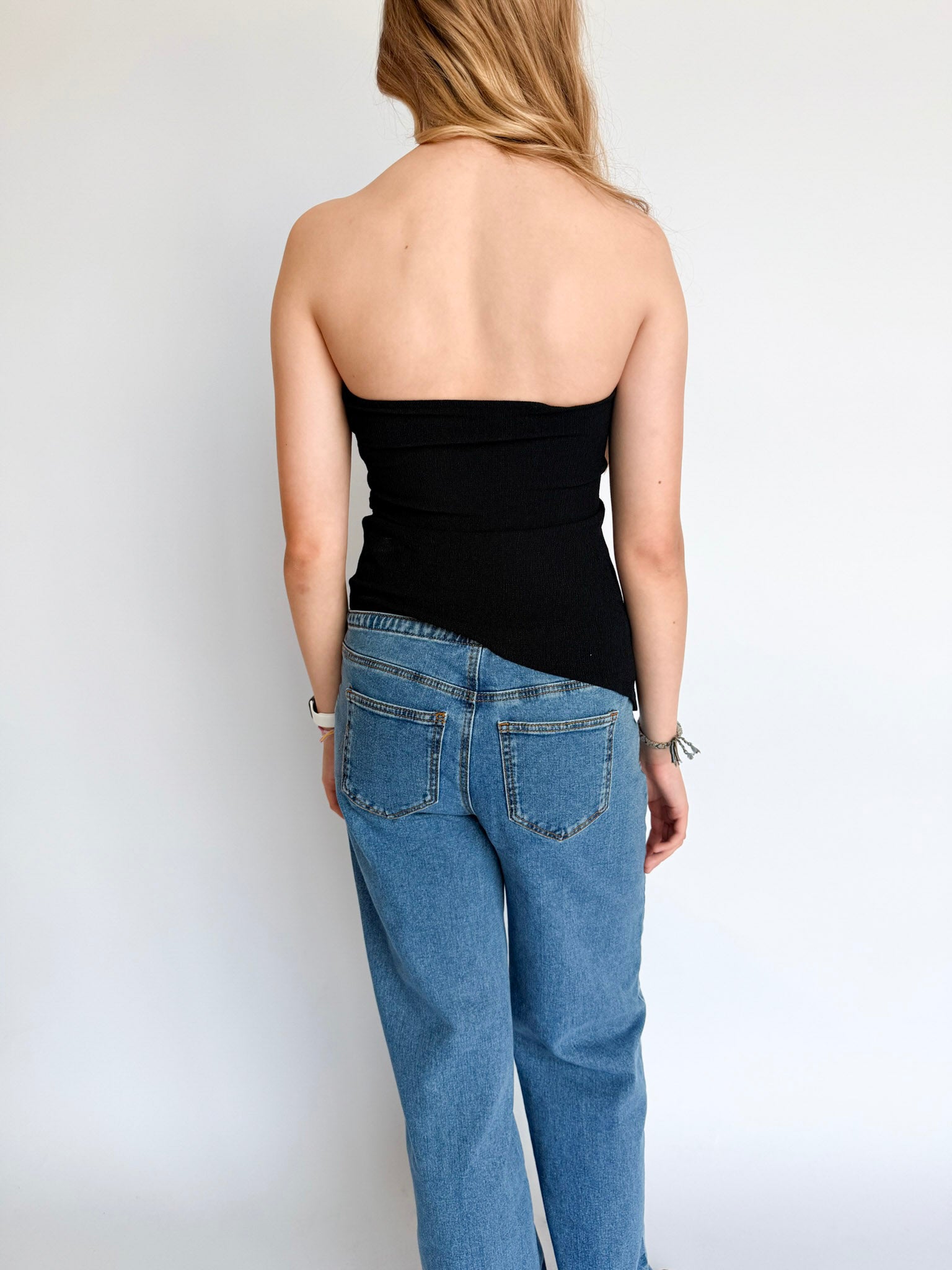 Elizabeth Asymmetrical Tube Top in Black