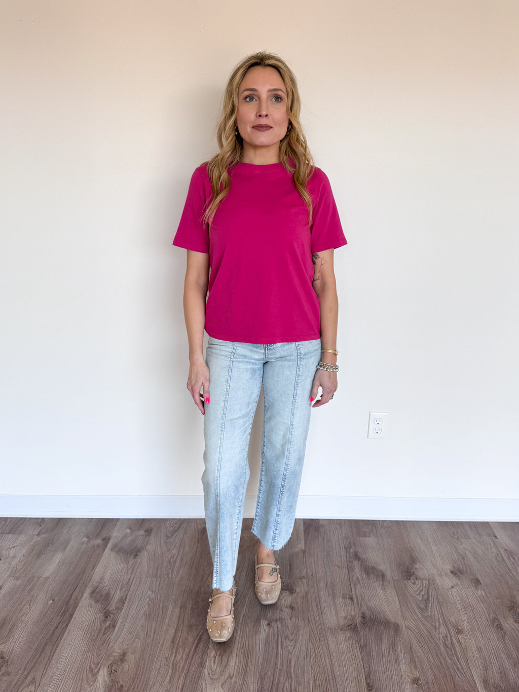 Camila Boxy Fit Tee in Plum Pink