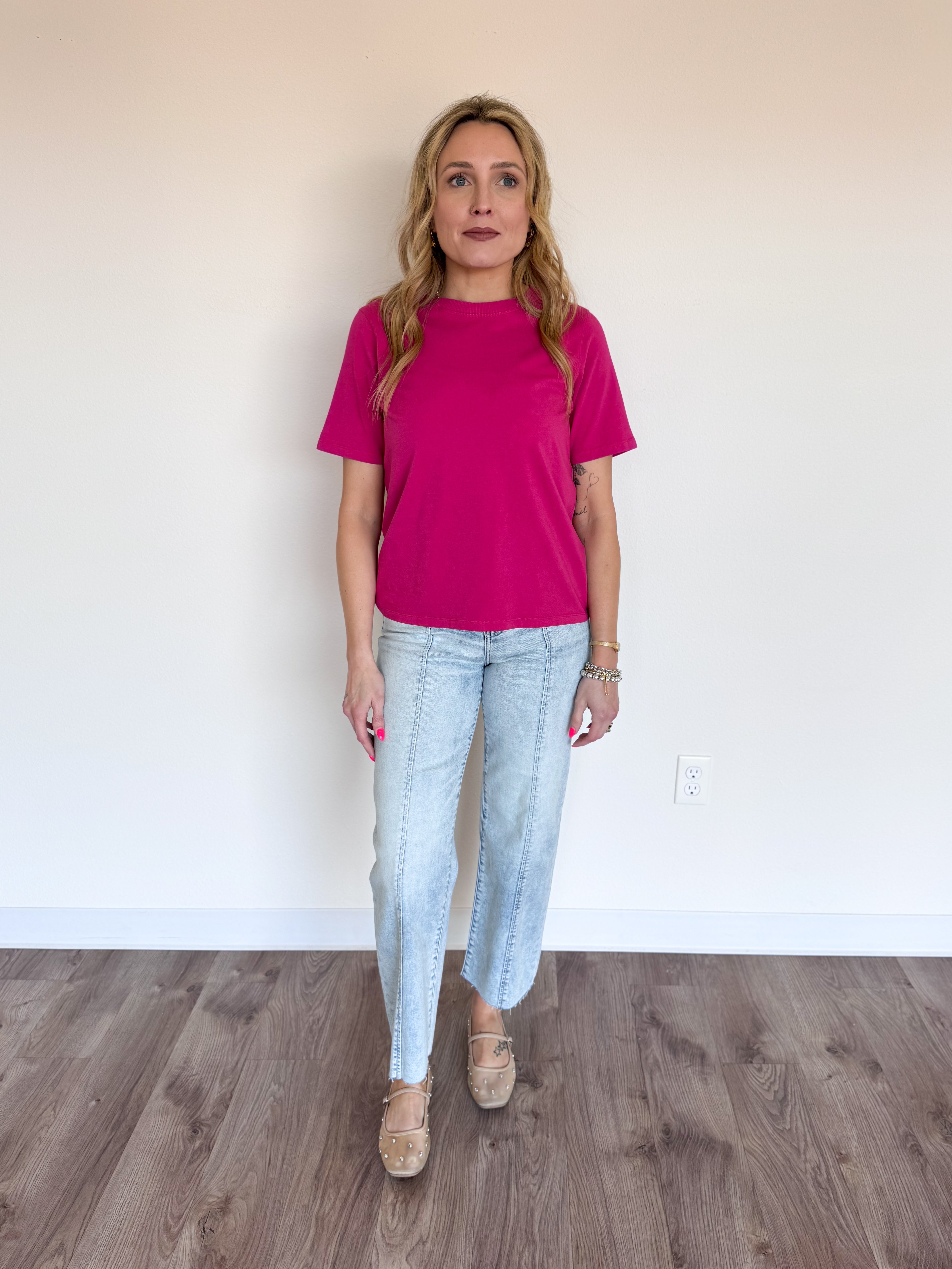 Camila Boxy Fit Tee in Plum Pink