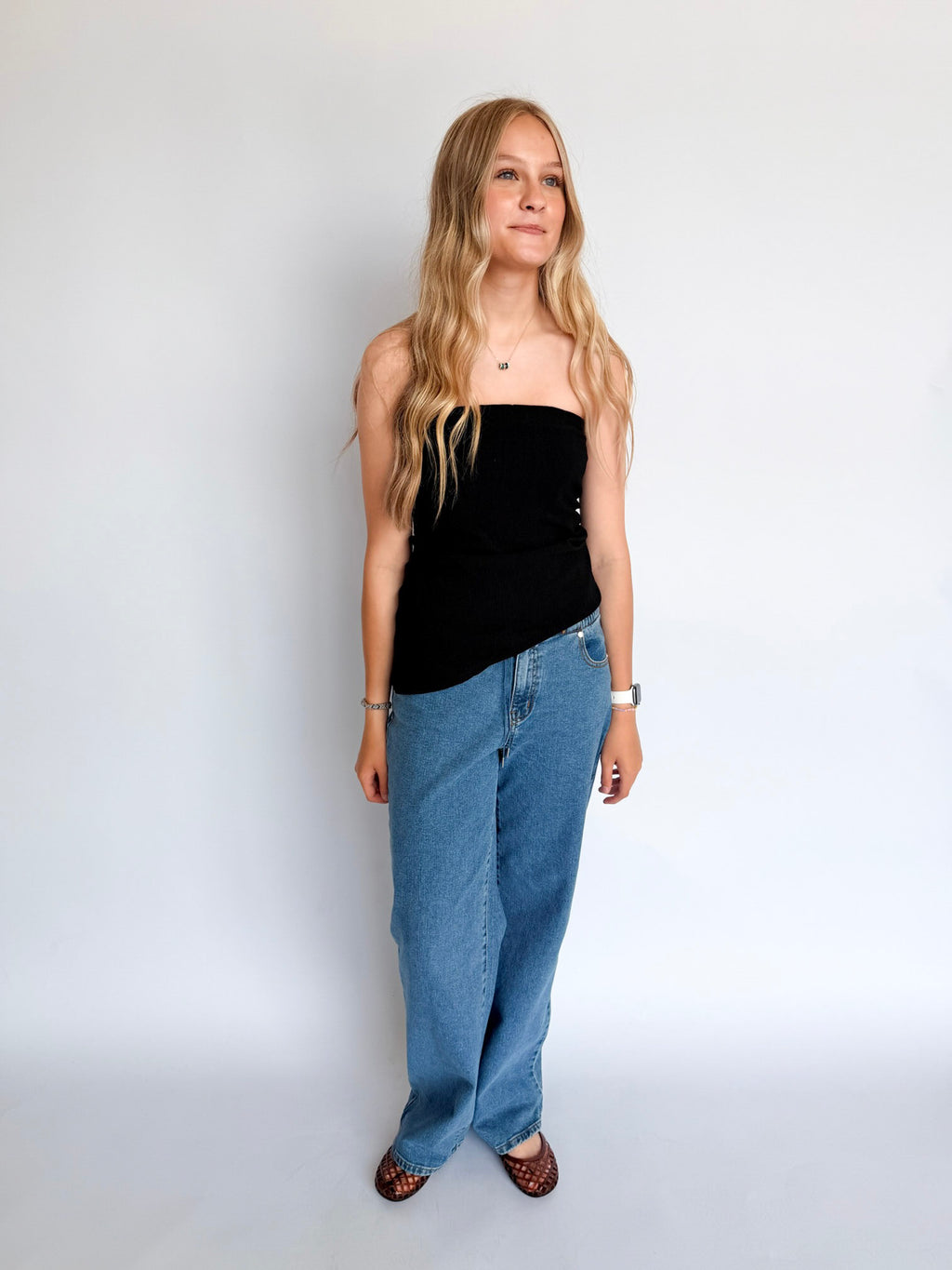 Elizabeth Asymmetrical Tube Top in Black