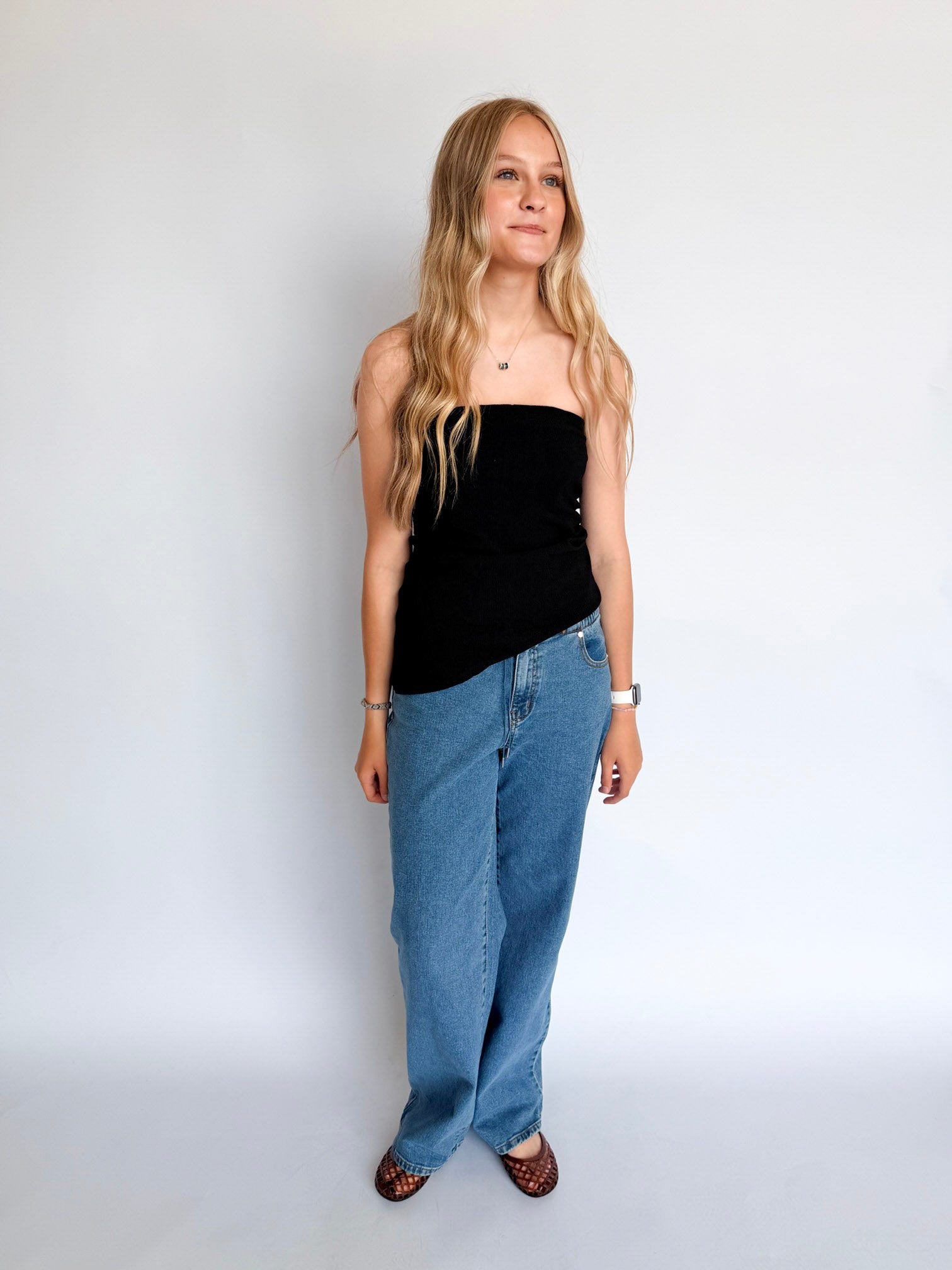 Elizabeth Asymmetrical Tube Top in Black