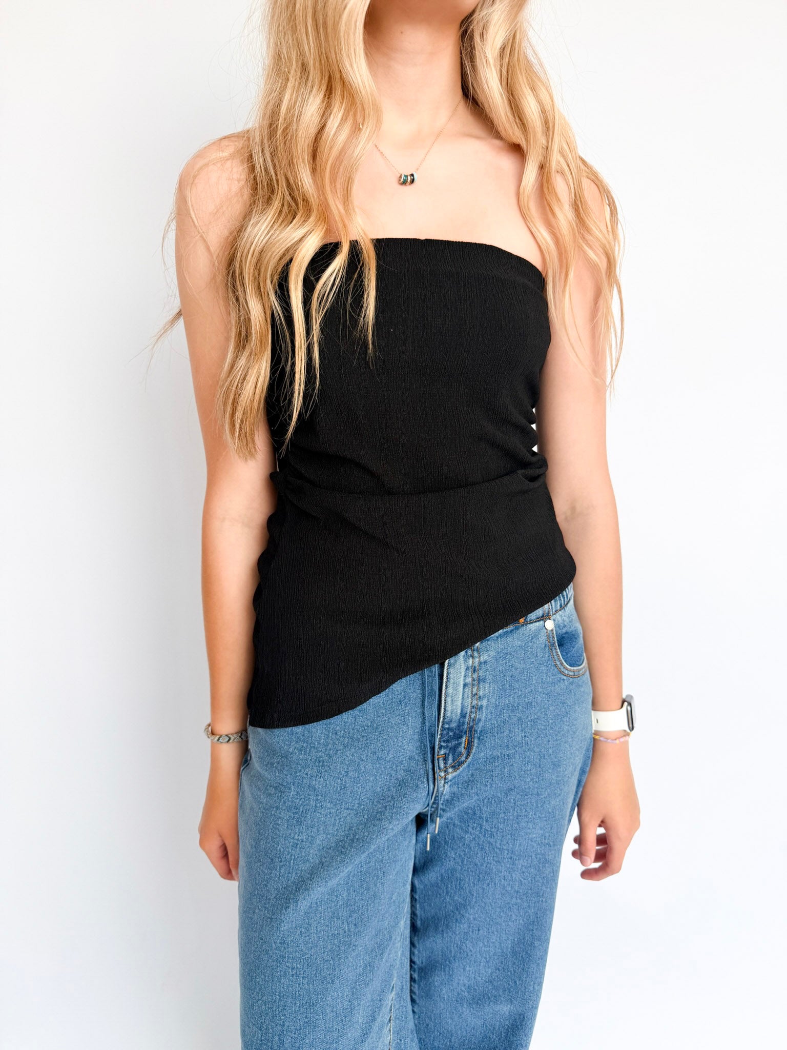 Elizabeth Asymmetrical Tube Top in Black