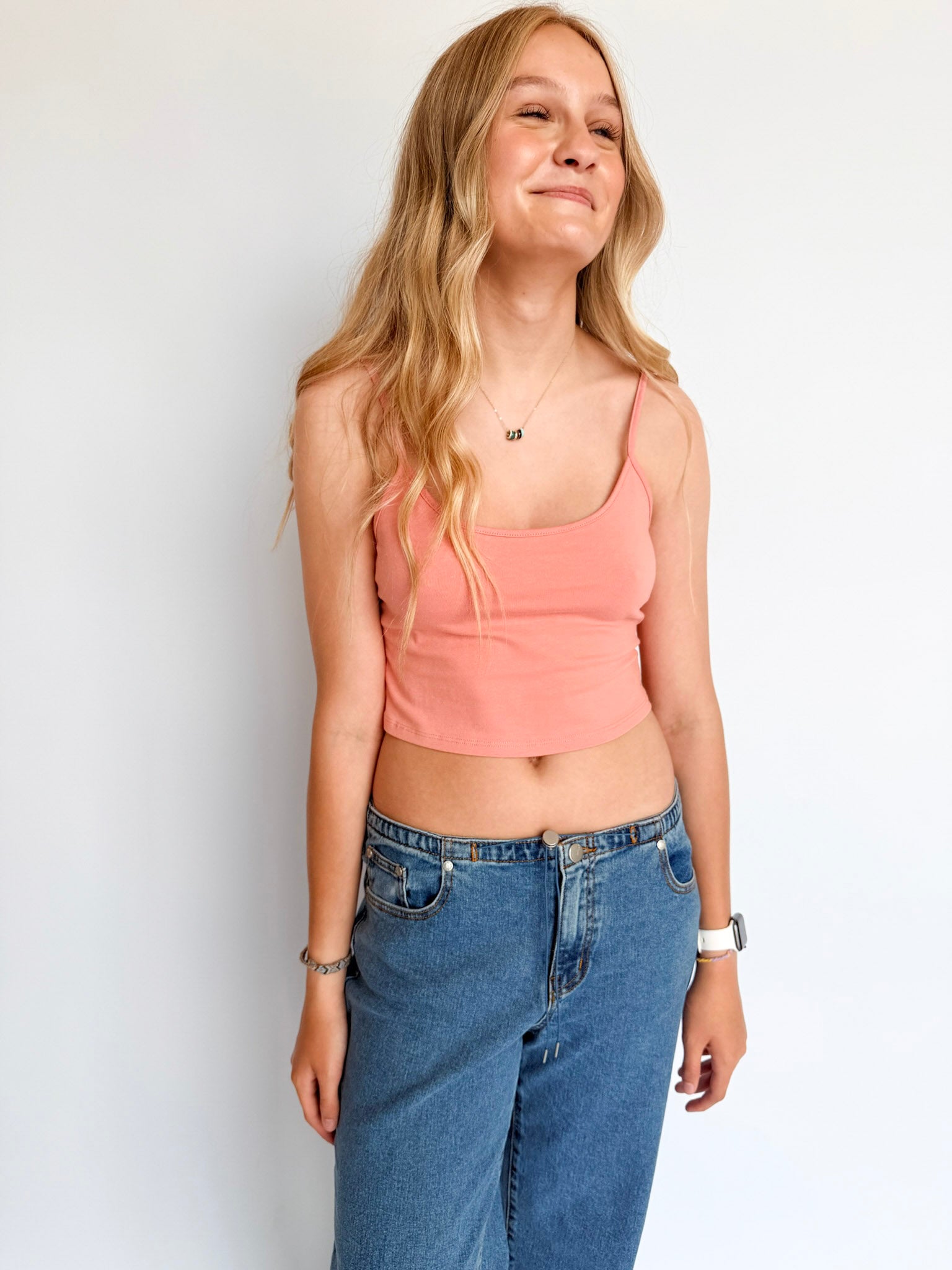 Hannah Cropped Cami Top in Teak Rose