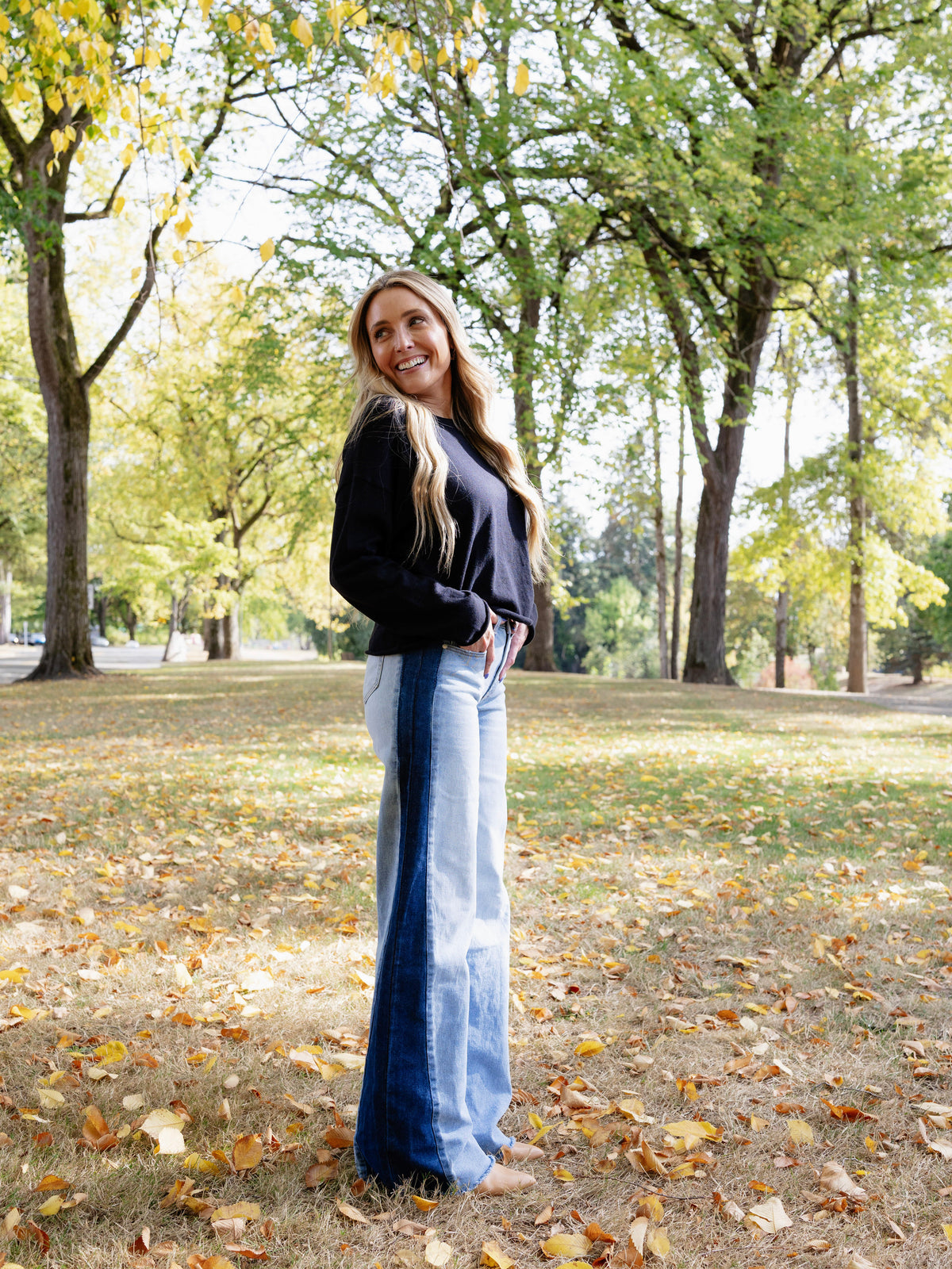 Emerson Mid Rise Wide Leg Jeans