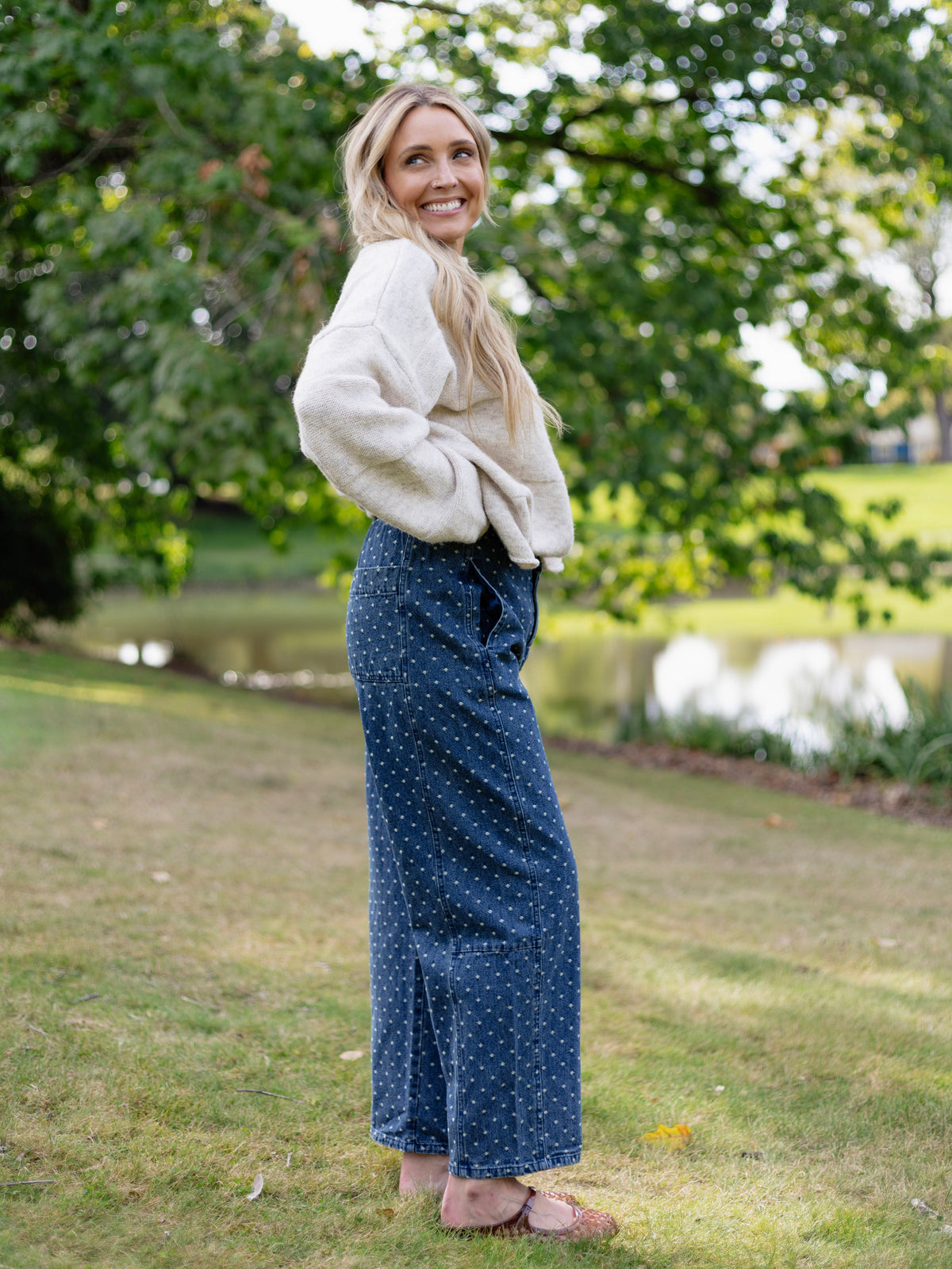 Scottie Polka Dot Barrel Jeans