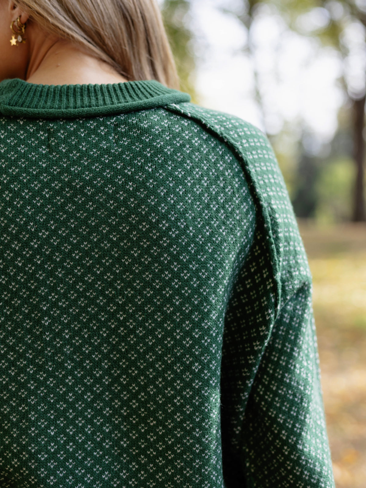 Julia Patterned Mock Neck Sweater in Green