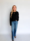 Elliot Rolled Hem Sweater in Black